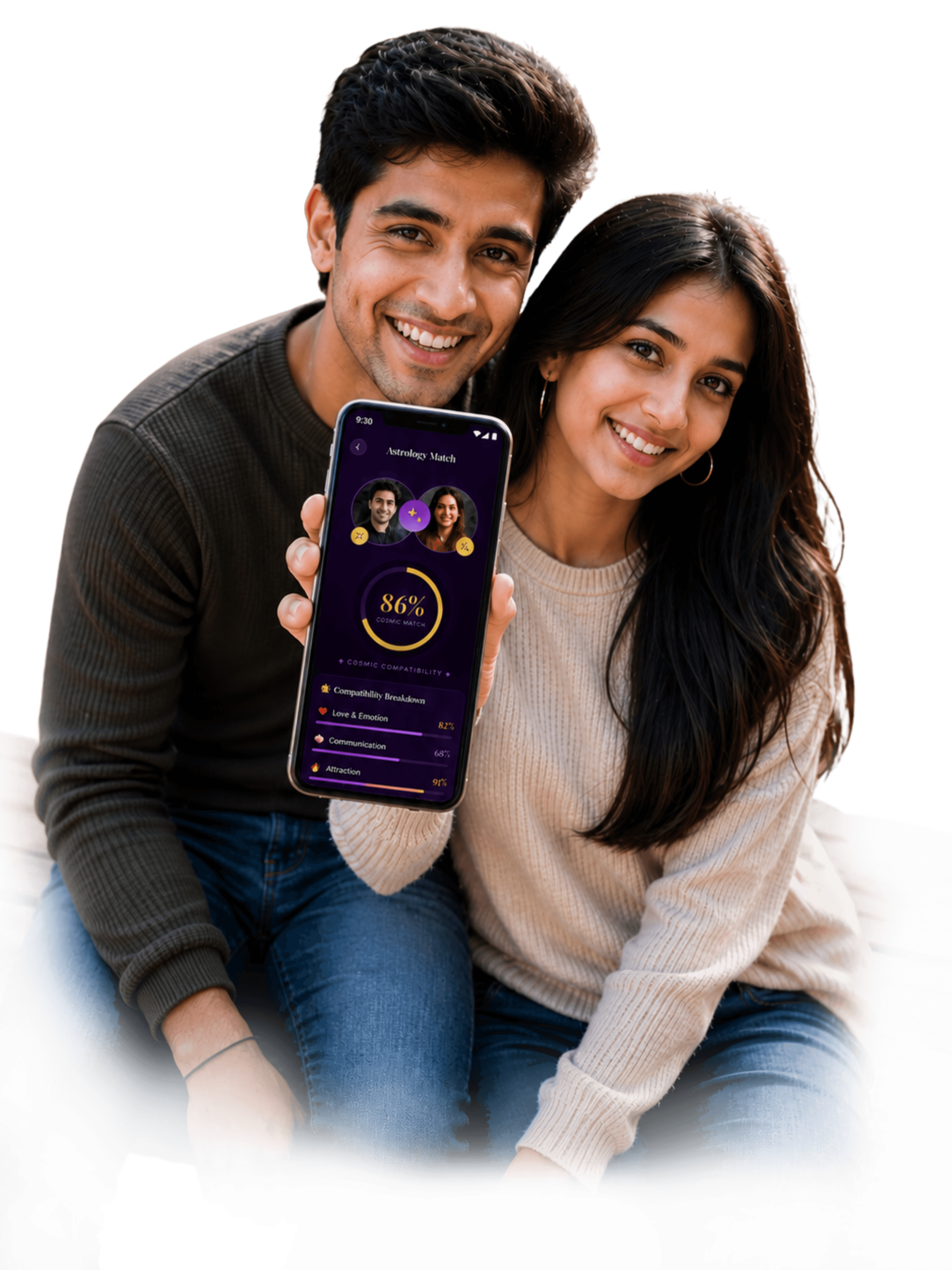 Happy couple connected through Bandham